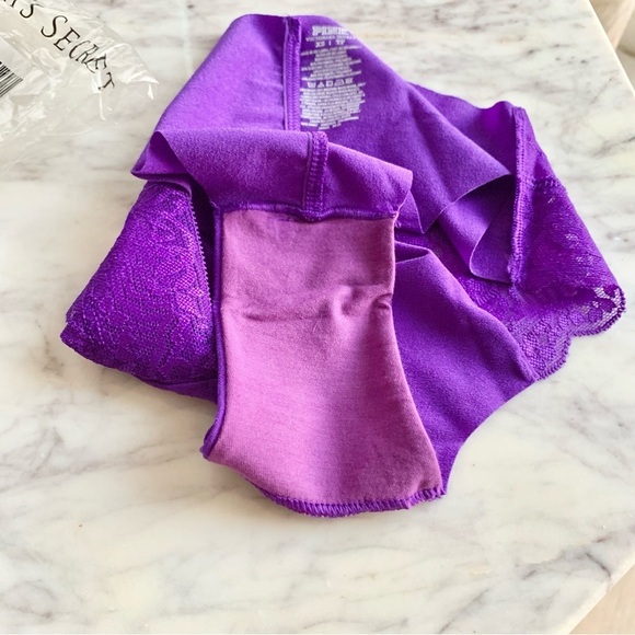 Bright Purple Cheeky Lace Trim Hiphugger No-Show Panties Undies - Picture 4 of 4